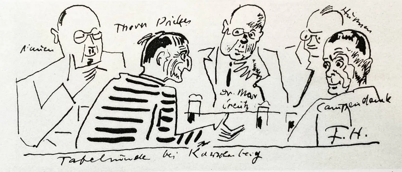 Zeichnung Tafelrunde von Fritz Huhnen